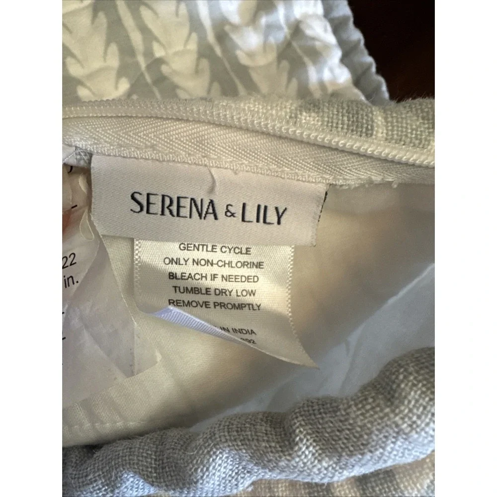 Serena‎ & Lily Oceana Euro Pillow Sham Set 2 Pair Linen Blue & White Coastal
